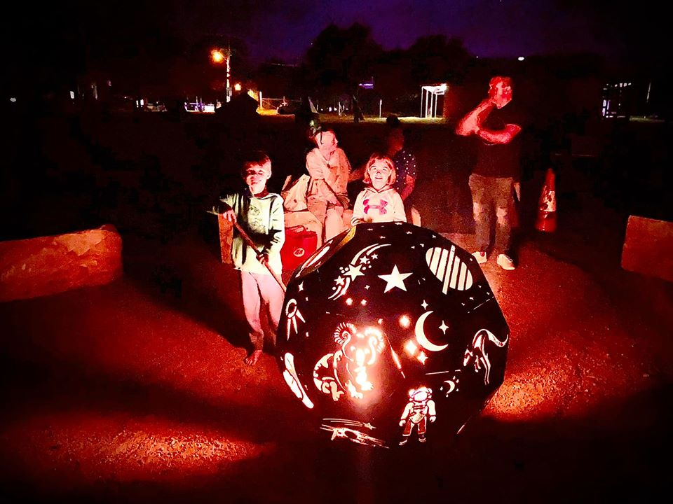 Coonabarabran is known for its night skies and astronomy so the fire pit was commissioned to represent that