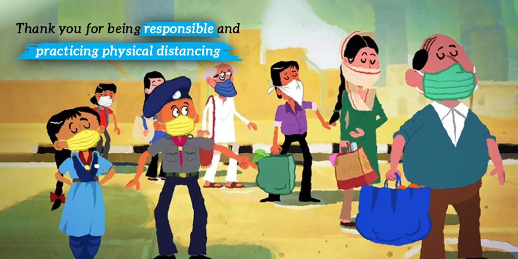#IndiaFightsCorona:

We are not free from the #coronavirus super villain yet.  

To stay safe, physical distancing in public places should be followed.
Thank you for doing your part to keep everyone safe.

#MeVsCOVID19 #StaySafe
Via <a href="/UNICEFIndia/">UNICEF India</a>