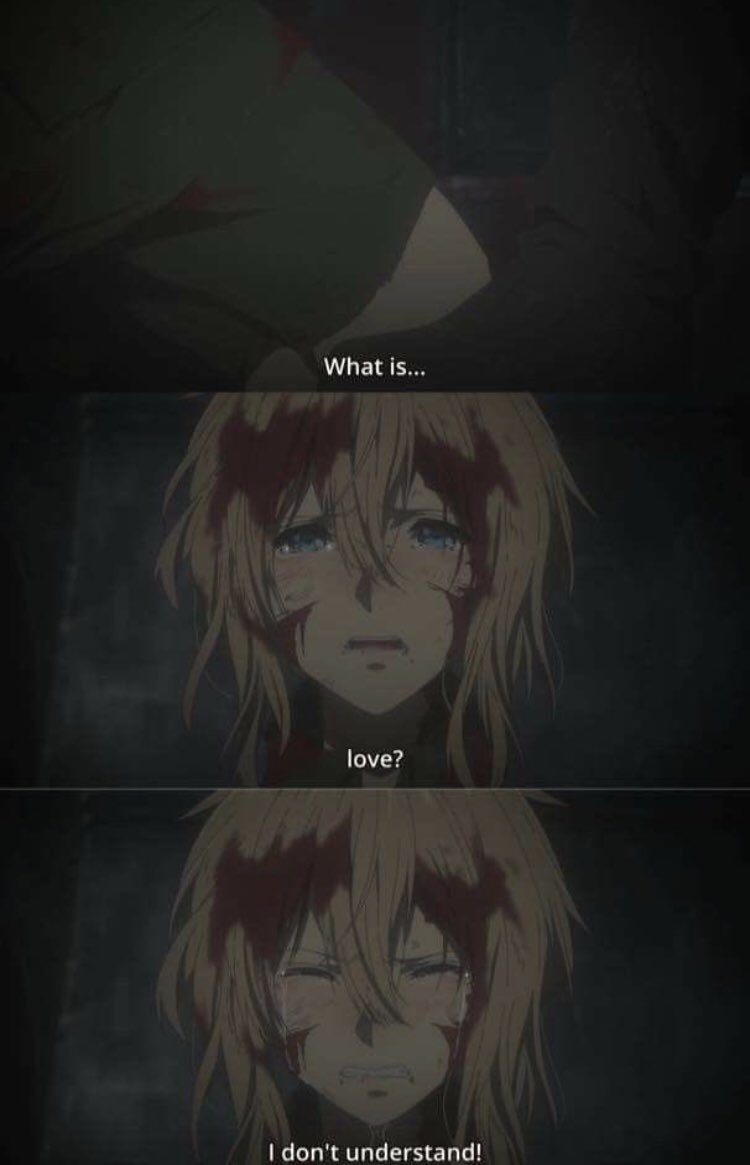 Before the explosion Gilbert tells Violet to “live and be free” and that he loves her. Violet doesn’t understand these phrases mean but they are central to Violet’s arc in the series series as she tries to understand what Gilbert’s final words mean.
