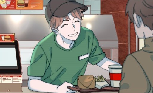 4. Hoseok- He works at a place called ' Two Star Burger' and he is Employee of the Month.Hoseok is very cheerful and model employee in BU.Note- he used to play basketball so did yoongi, in BU.