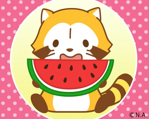 今年初のスイカ?を食べて、キモチを上げて↗↗いくミャ!(◆'0'◆)

#ラスカル 