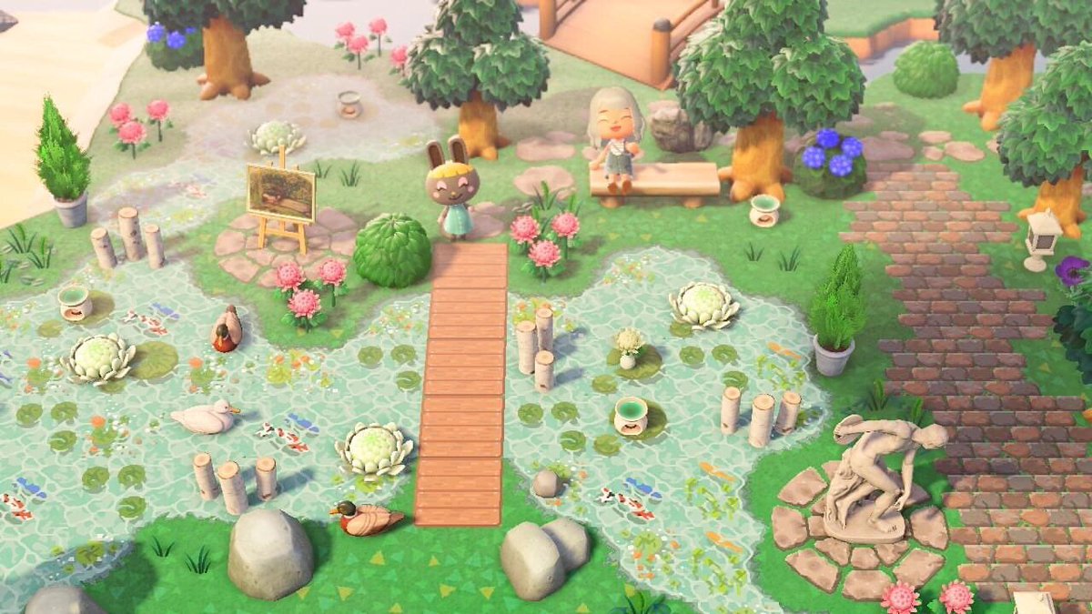 LanCrossing's tweet photo. Thank you for creating this beautiful water pond version of “the path” @clay_acnh It’s making my museum rock garden complete ☺️ #ACNH #ACNHDesign #ThePathACNH #AnimalCrossingNewHorizions https://t.co/VG1Eg3ub5b