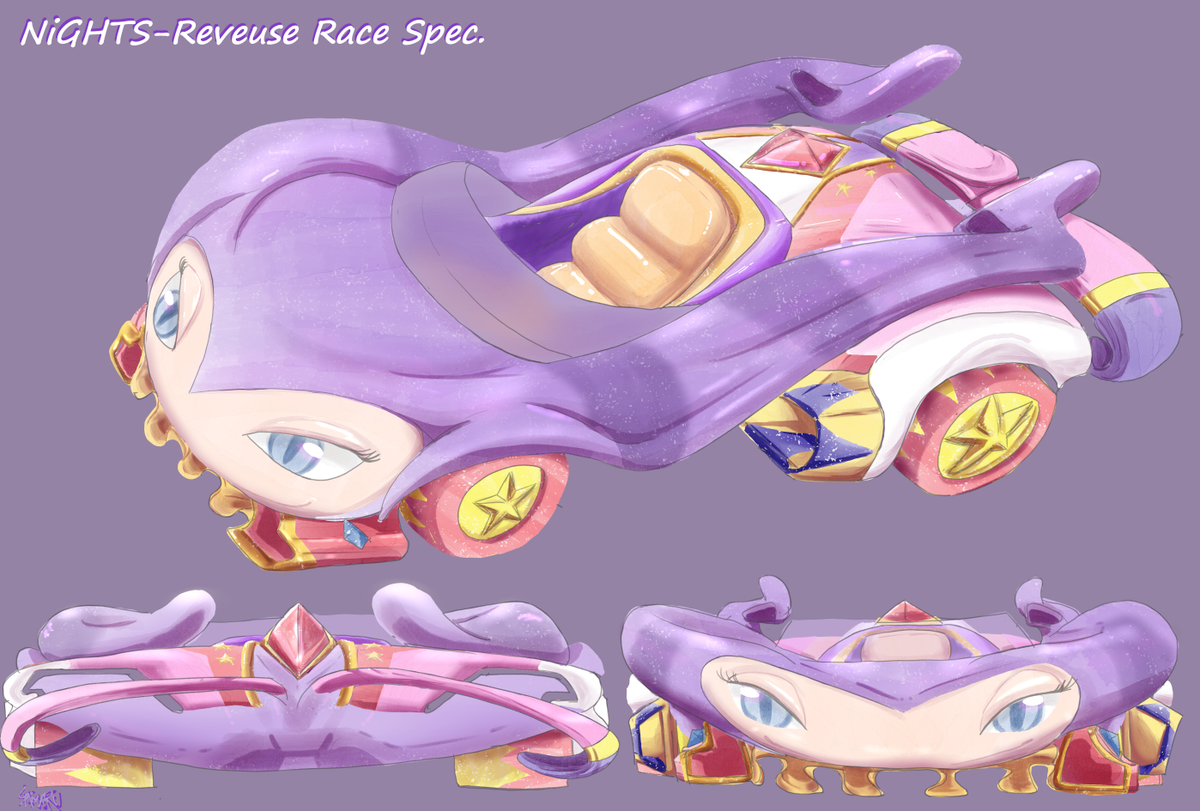 art_casting's tweet photo. This weeks Friday NiGHTS! @SumoDigitalLtd did a great job designing NiGHTS and Reala's vehicle forms in Sega RT. I like NiGHTS F1 inspired form but I wanted to try designing a Supercar version, I wonder how @NaotoOhshima would have designed this? @NiDcom #NiGHTSintoDreams #sega https://t.co/OXo9WUX0hj