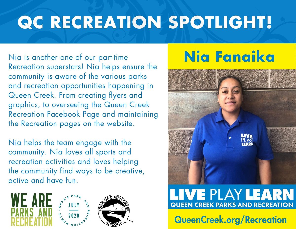 TownofQC's tweet photo. Hey QC! Meet Nia! π
She is one of the part-time Recreation superstars!π
Please join us in thanking Nia for all that she does to engage our Town in the various parks & recreation opportunities! π
We are parks & recreation!
@NRPA_news
#ParksAndRec #LoveTheQC #LivePlayLearn https://t.co/FBTXP7VS7J
