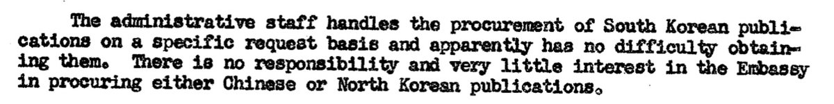 What’s more, the staff did collect South Korean intelligence! They just had little “interest” in North Korean intelligence gathering, which I find truly remarkable in 1954. /10