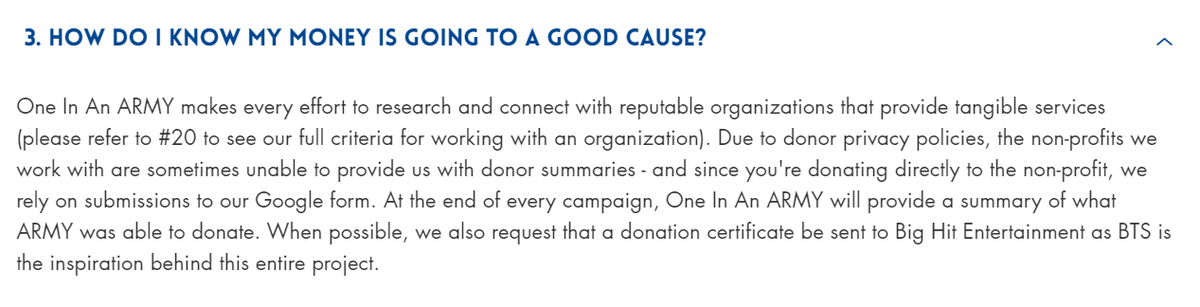 One In An ARMY FAQ2 How do I know my money is going to a good cause?
