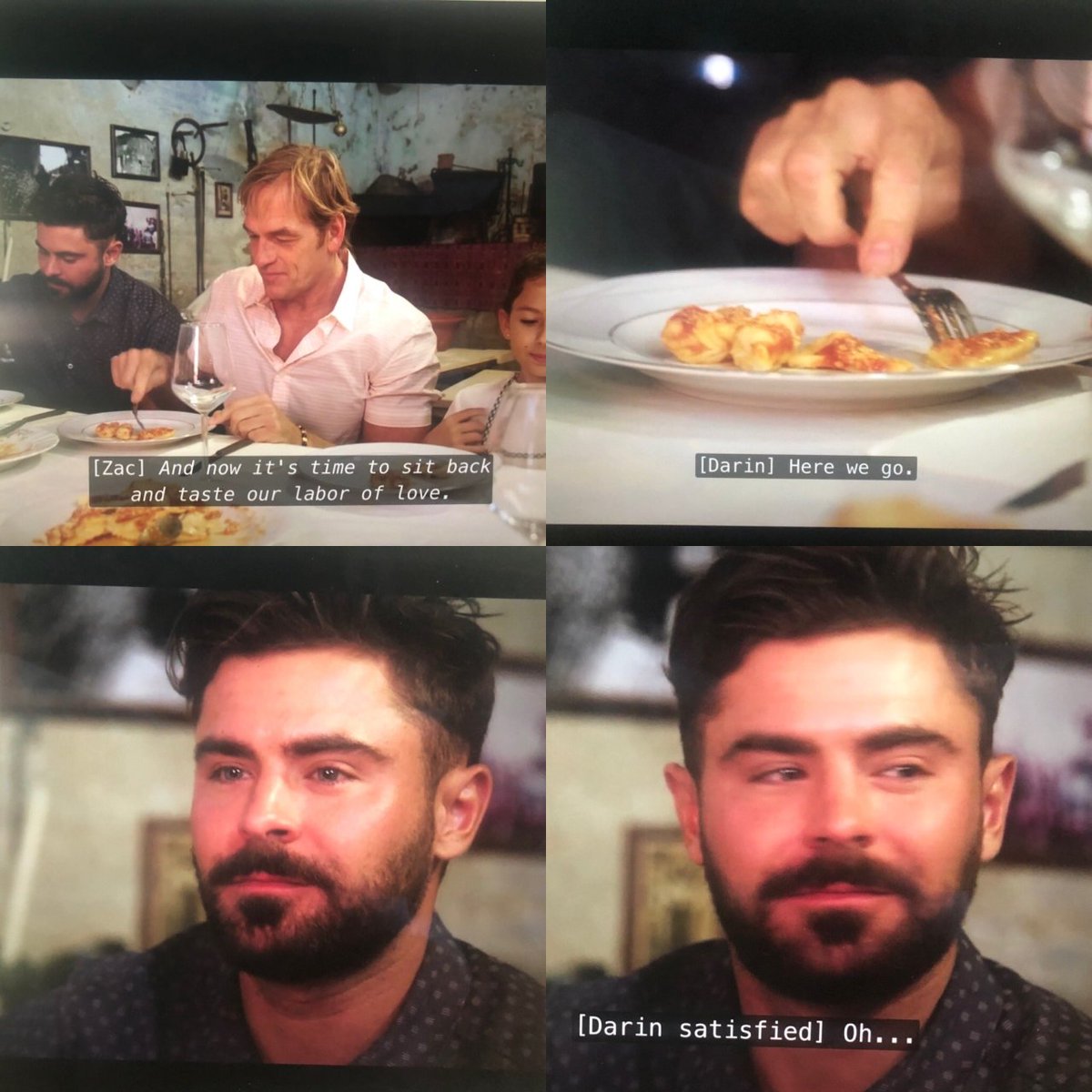 SkyeC20's tweet photo. Watching Zac Efron on the verge of tears after eating pasta is both extremely relatable and also incredibly sad. Eat your pasta boo we stan a #dadbod #zefron https://t.co/cJiV4qhCBA