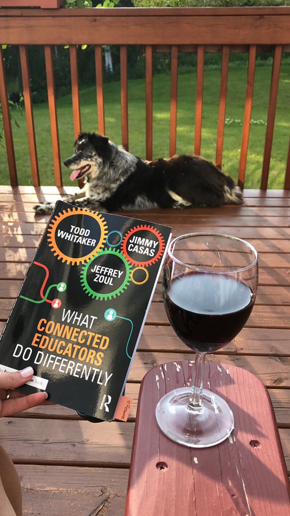 PrincipalAk's tweet photo. It’s been a week trying to prep for a new and unique school year. Here’s to a good book, glass of wine and a loyal dog to unwind. #GodBlessEducators #ACSA #NorthToTheFuture https://t.co/W1HwRyAbGh