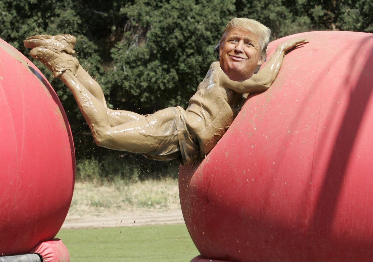 Elainehart__'s tweet photo. @jimmyfallon Wipeout Trump #addawordruinashow https://t.co/qL0P9z8qex
