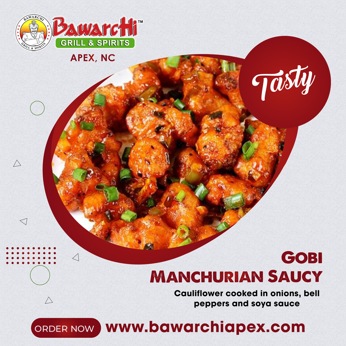 BawarchiApex's tweet photo. Trigger your taste buds with our lip-smashing Indo Chinese Dishes😋🤗 

Try out our - Gobi Manchurian Saucy

Order online📲: https://t.co/P8Pw7UiNP1

#beer #wine #Cocktails #bawarchi #flavors #hangout #biryani #Delicious #yummy #loveforfood #southindian #indianrestaurant #bawarc https://t.co/HgzrAgLuEm