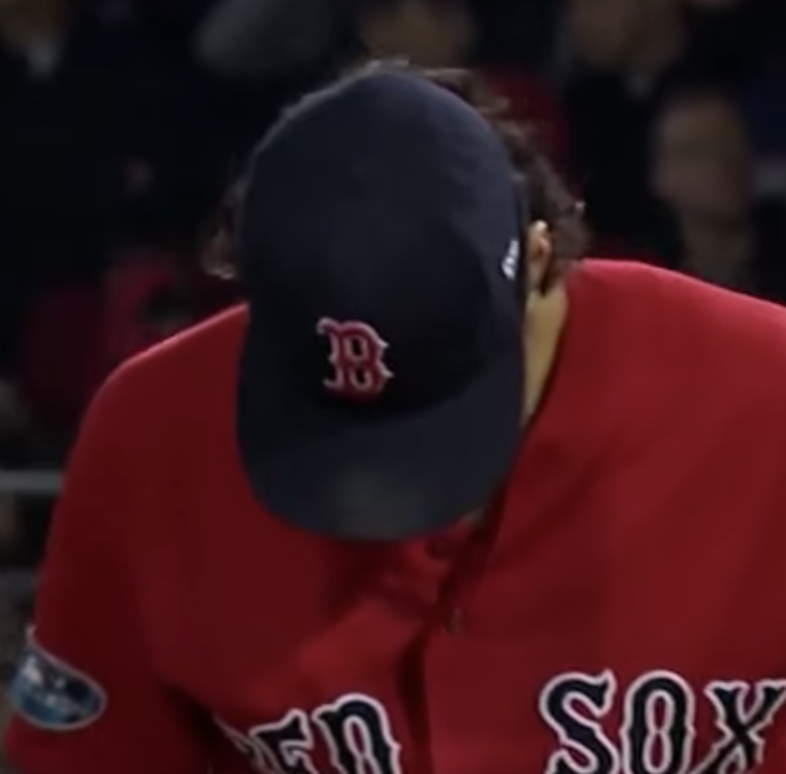 michaelschwab13's tweet photo. What was that on Joe Kelly's hat during the 2018 playoffs? 🤔 https://t.co/ihB87OmpAi