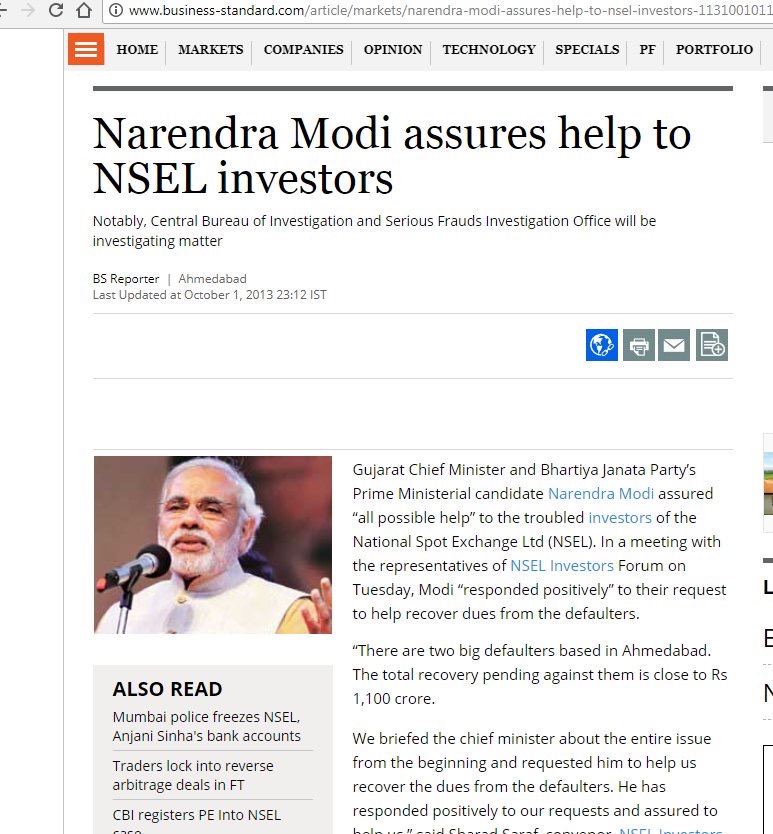 The  @dir_ed all along knew this but for reasons unknown dragged its feet on going overseas and tracking the hawala funds. May 2014, the investors of NSEL with great hope and faith voted for  @narendramodi who had promised help to the investors in 2013 when they hat met him.  7/