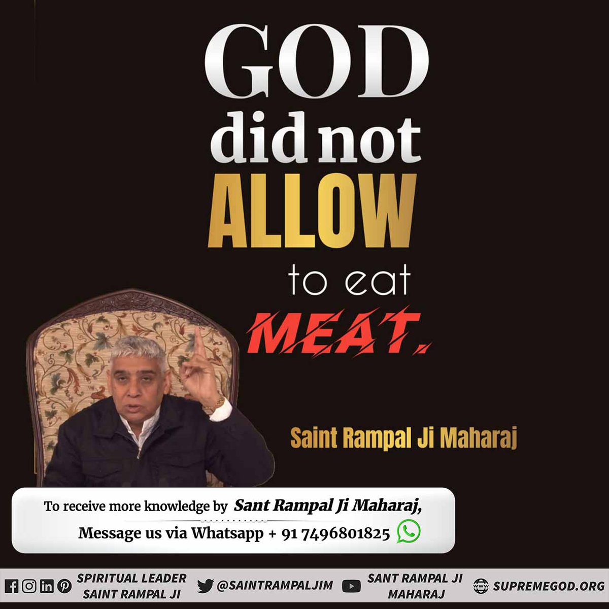 Nikku163's tweet photo. #रब_की_रूह_न_मार
God says that I have given fruits, nuts, milk, curd and various types of dishes to all of you.
Where did this meat meal order come from ? So please stopped this.

  - Visit Satlok Ashram YouTube channel for more information. https://t.co/p7nKz23d7w