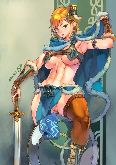 ヴァイキング娘 #オリジナル #腹筋 #筋肉娘 #腋 #ヴァイキング #女戦士 https://t.co/HL1lF12M2h 