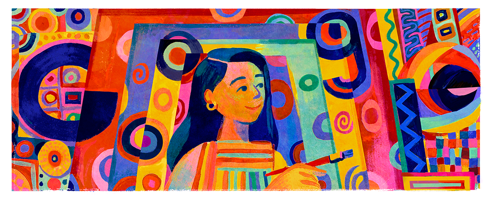 GoogleDoodles's tweet photo. A #GoogleDoodle for Filipino artist, feminist, &amp; activist Pacita Abad, who used bold &amp; colorful art to address global themes 🇵🇭 🎨

Abad crafted 5,000+ pieces of art, &amp; today her colorful legacy resonates in collections across 70+ countries 🖼

→ https://t.co/H8U3ZSWn1P https://t.co/keTIWPnEoe