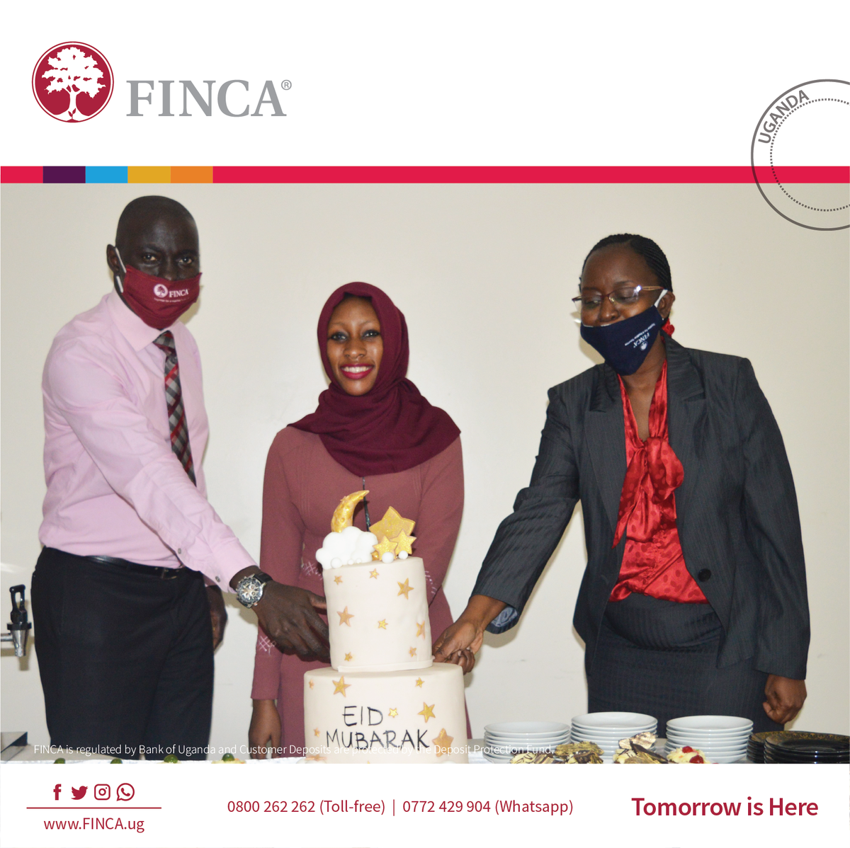 FINCA_Uganda's tweet photo. May the occasion of #EidAlAdha be full of brightness of success and glory of achievements. Greetings on Eid to the amazing customers, business partners, friends and well wishers of FINCA Uganda Ltd.
#eid2020 #eidcelebrations #happyeid #EidMubarak
#EidIsHere
#TomorrowIsHere https://t.co/uO7z5D8rnF