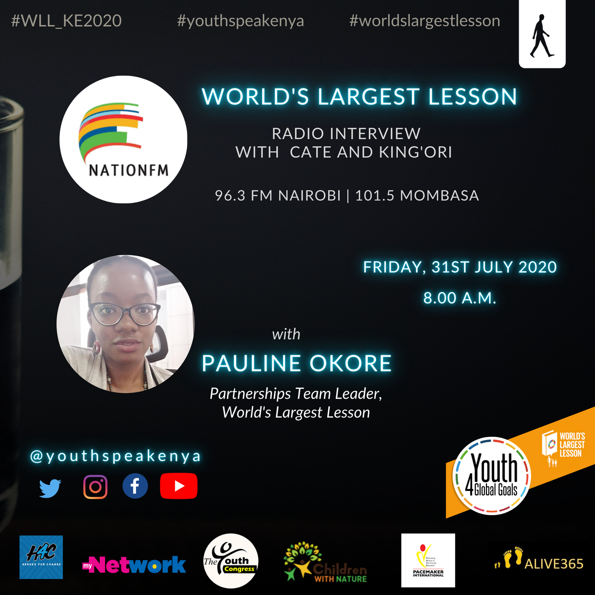 youthspeakenya's tweet photo. And the day is here.
We kick off with @achieng_okore live on @theCateRira &amp; @Dr_Kingori on @NationFMKe 96.3 FM. Tune in and interact with us by posting the hashtags below
#cateandkingori
#worldslargestlessonkenya
#WLL_KE2020
#youthspeakenya https://t.co/o7XfeS88lO