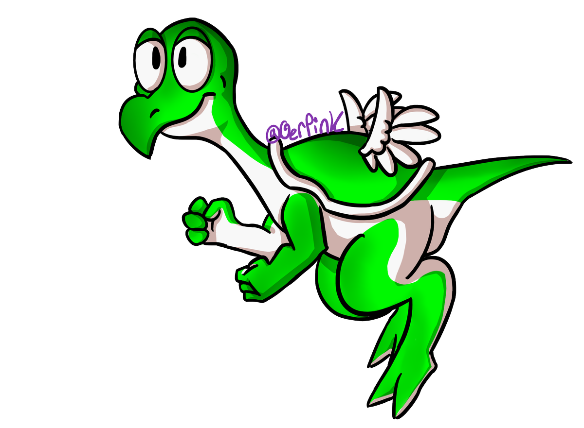 Oerpink's tweet photo. heres the beta yoshi flying and spitting his fire! its weird to think that in some alternate reality we could have this as our yoshi.
i also gave him toes just cause.
#betaYoshi #yoshi #gigaleak #digitalart #art https://t.co/2fRjVJikQR