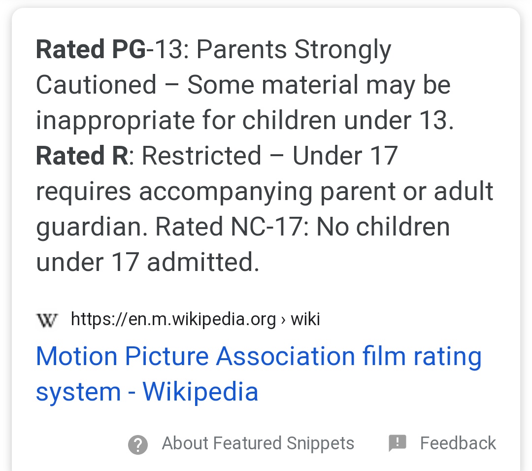 Adult rating, Rating System Wiki