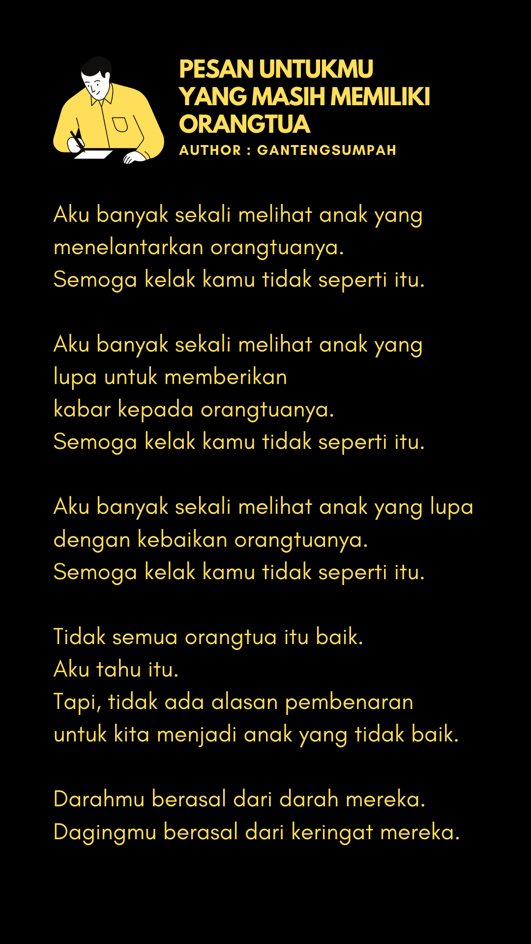 Author Gantengsumpah On Twitter Pesan Untukmu Yang Masih Memiliki Orangtua Https T Co Oabmqxvz0m Twitter