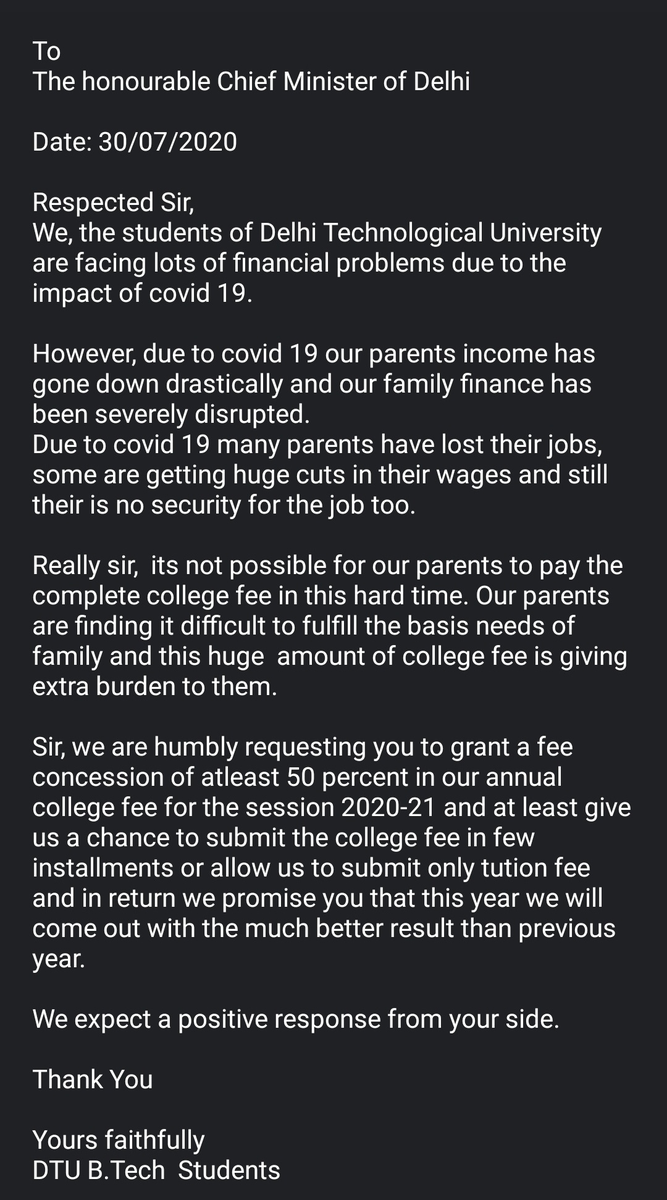 Suresh13Kumar's tweet photo. Respected Sir/Ma'am,
Please have a look in this matter and help us
#dtufeesrelaxation @msisodia  @ArvindKejriwal @AtishiAAP @LtGovDelhi  @AAPgovtdelhi @CMODelhi https://t.co/xIjUYwW58l