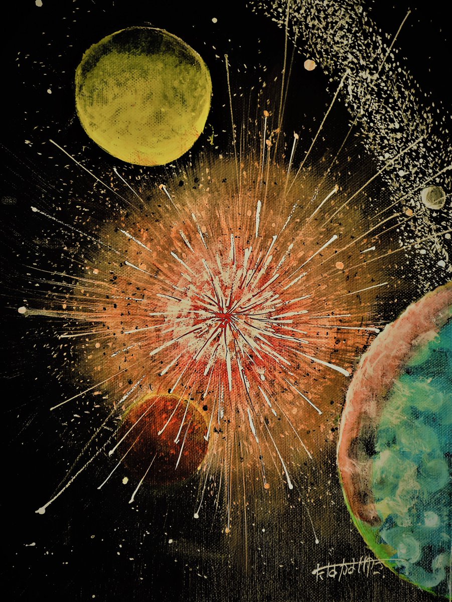 たなかよしゆき 宇宙で花火 人々が皆幸福になりますように アクリル絵の具 絵描きさんと繋がりたいです イラスト好きな人と繋がりたい たなかよしゆき 宇宙で花火 人々が皆幸福になりますように アクリル絵の具 絵描きさんと繋がりたいです イラスト好きな人と繋がりたい