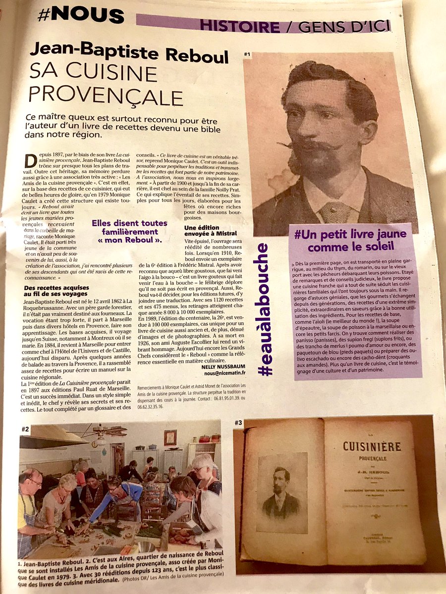 MarilenaMunaro's tweet image. Who is Jean-Baptiste Reboul? 🇫🇷 No Idea! 🤷‍♀️ #Nous #eauàlabouche #Reboul #VendrediLecture #cocina #JeanBaptisteReboul #Provence