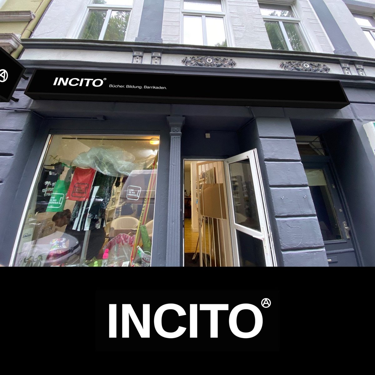 BlackMosqCrew's tweet photo. Am 1. August eröffnet der anarchistische Raum Incito.

Ab sofort wird es hier Bücher, Veranstaltungen, Infos und jede Menge Raum zum Austausch geben.

Ihr findet das Incito in der Balduinstr. 22, 20359 Hamburg.

Los geht es ab 13.12 Uhr bis ca. 19.00 Uhr. https://t.co/8wsfSbbwHQ