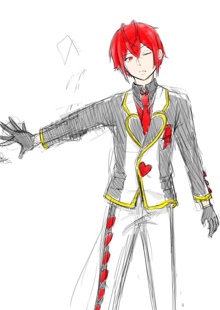 ツイステ クロスオーバー注意 ジャックハート衣装のリドルくん途中経過 くらたのイラスト