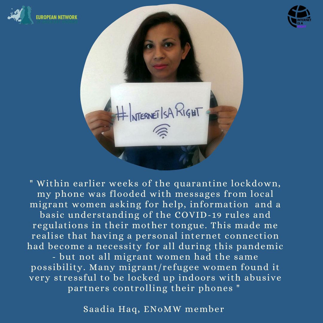 ENoMW's tweet photo. In the framework of the campaign #InternetIsARight, initiated by @PorTiMujerONGD of which we are part of, we are sharing the testimony of our member Saadia Haq, journalist (Italy). Sign our manifesto ⤵️
Organizations: https://t.co/XjFliSCVrV
#InternetEsUnDerecho https://t.co/p7KkdeQwQq