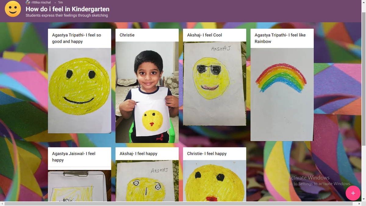 nischal_ritika's tweet photo. Which emoji are you today? @kindergarten Ss shared their thoughts and feelings about their new class and new friends through #emoticons #expression @AneeshaSahni @Prometheus_Edu @deepa_nanda https://t.co/1jwh6cSWt9