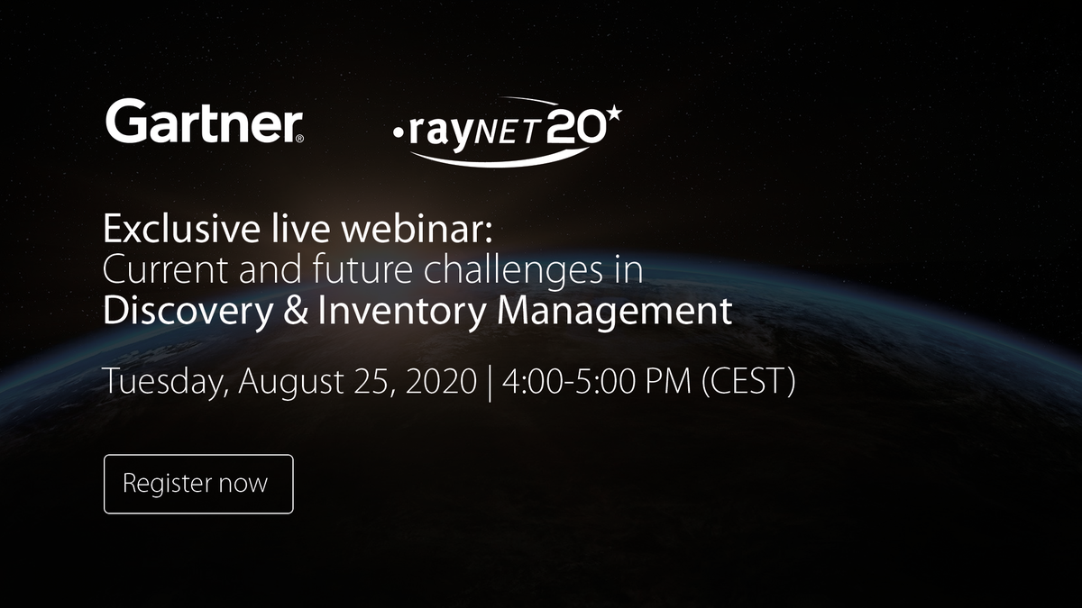raytweets's tweet photo. Register now for Raynets exclusive live webinar regarding current and future challenges in Discovery & Inventory Management with VP Analyst Roger Williams from @Gartner_inc. π
#Discovery #Inventory #RayVentory #Gartner #IoT #IIoT #SAM https://t.co/CCHnUvIpv6