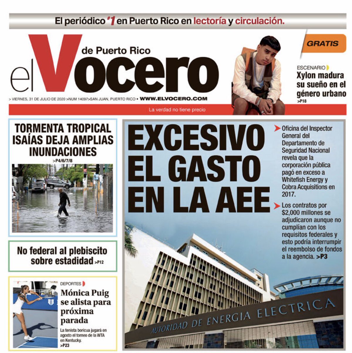 Robby Cortés🇵🇷 (@robbycortes) on Twitter photo Buenos días. Los titulares de <a href="/Metro_PR/">Metro_PR</a>, <a href="/primerahora/">Primera Hora</a> y <a href="/ElNuevoDia/">El Nuevo Día</a>, reflejan lo que #PuertoRico vivió ayer, tras el paso de la #TormentaIsaias. Espero te encuentres bien, dentro de todo.
Hoy es viernes, 31 de julio del 2020... #seguimos Buenos días. Los titulares de <a href="/Metro_PR/">Metro_PR</a>, <a href="/primerahora/">Primera Hora</a> y <a href="/ElNuevoDia/">El Nuevo Día</a>, reflejan lo que #PuertoRico vivió ayer, tras el paso de la #TormentaIsaias. Espero te encuentres bien, dentro de todo.
Hoy es viernes, 31 de julio del 2020... #seguimos