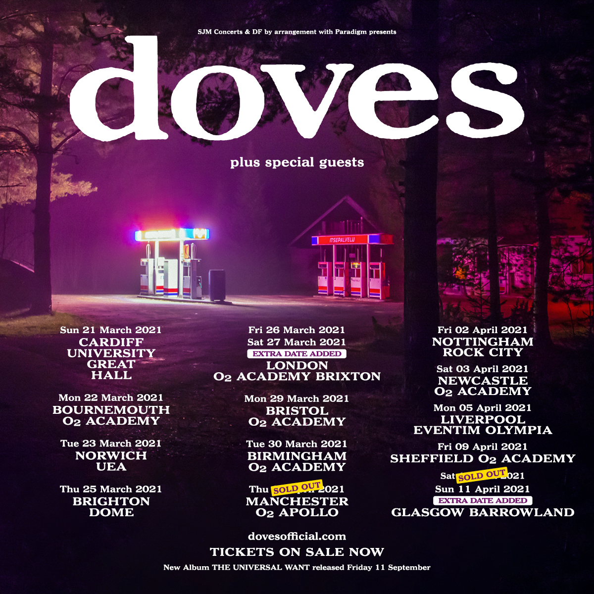 Doves on Twitter: "🎟 EXTRA 2021 UK TOUR DATES ADDED: London O2 ...