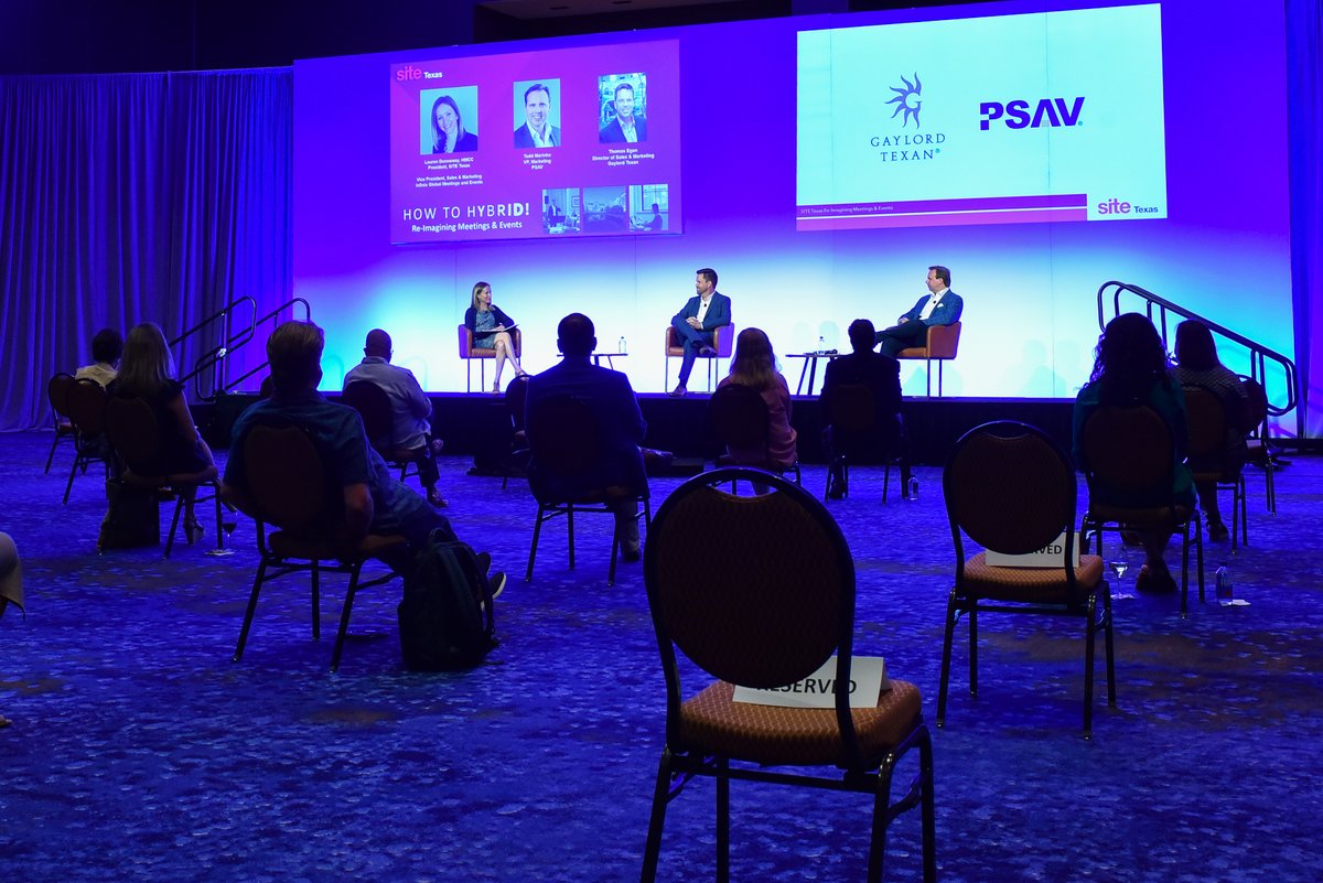 sitetexas's tweet photo. Watch SITE Texas' #HowtoHybrid on-demand using #PSAV Chime app with live streaming, gamification, networking & engagement tools. Industry thought leaders share F & B, hotel, AV, Incentive trends, & the industry outlook. https://t.co/7gZ8wm9E3v #SITETexas #SITEstrong #SITEunite https://t.co/uowApwdE2G