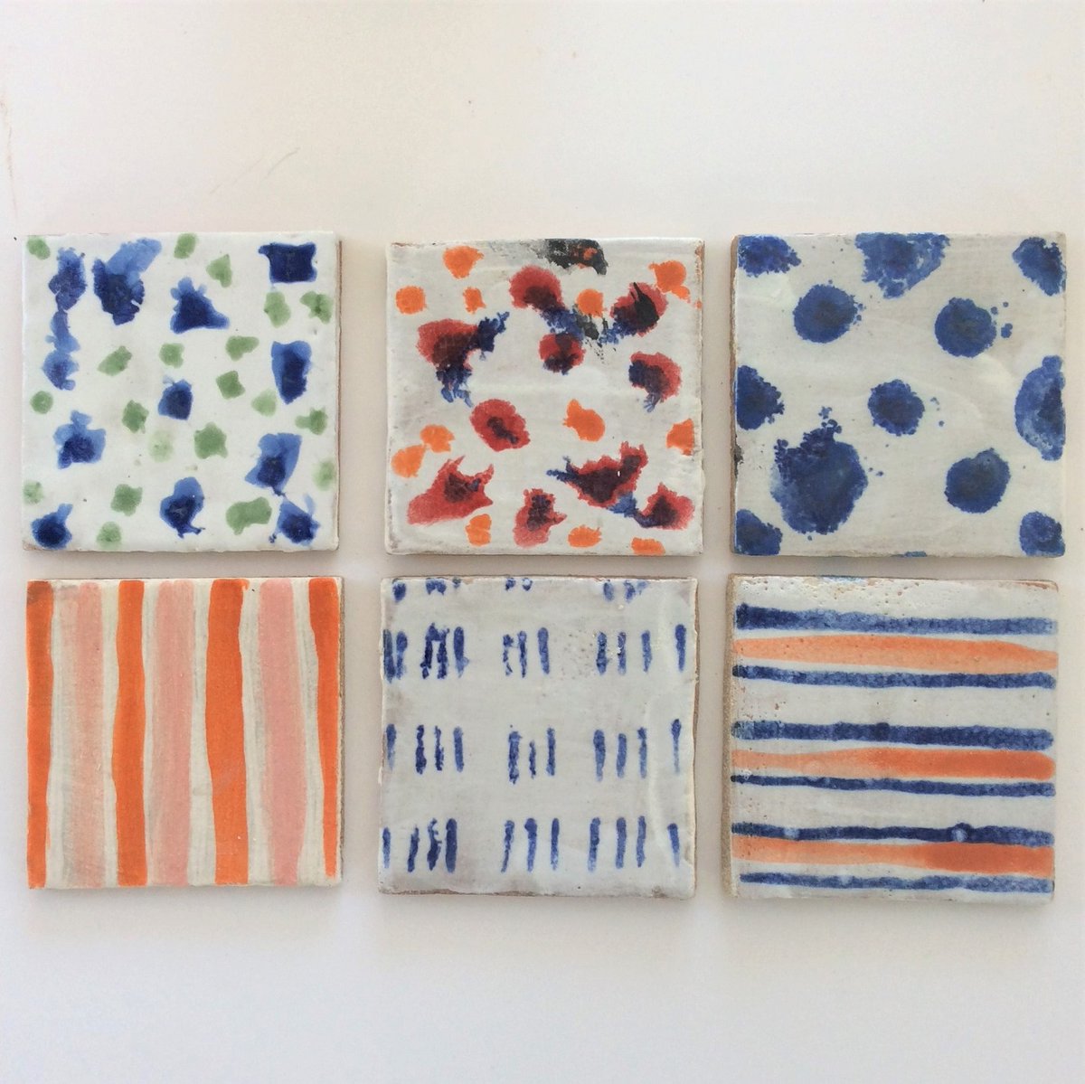 DTonnison's tweet photo. Today's Artist Support Pledge piece, 6 handmade tiles, blue orange freestyle. Follow me on Instagram for more details: https://t.co/Z6kl9dlNdQ #artistsupportpledge #matthewburrowsstudio #beautifulart #handmade #wallart #tiles #unique #handembellished #blueandorange #freestyle https://t.co/H2oHtQMHE8