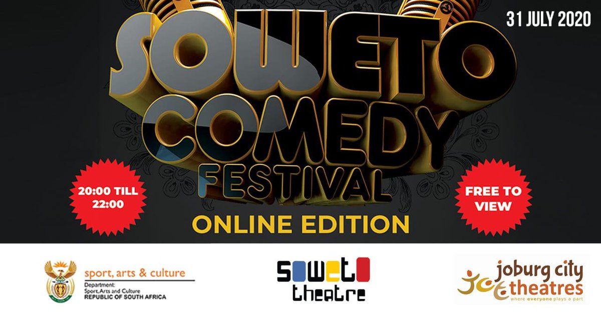 #SeriouslySingle 
. #KediboneKomedy #SowetoComedyFestivalOnlineFestival #July31EightPM #FreeToView on Soweto Theatre Facebook Page. On stage 
<a href="/jayboogieSA/">Jay Boogieza</a>
 
@Daveylevinsohn
 
<a href="/lwandomahlakata/">Lwando</a>
 
<a href="/DJNipro/">DJ NIPRO</a>
