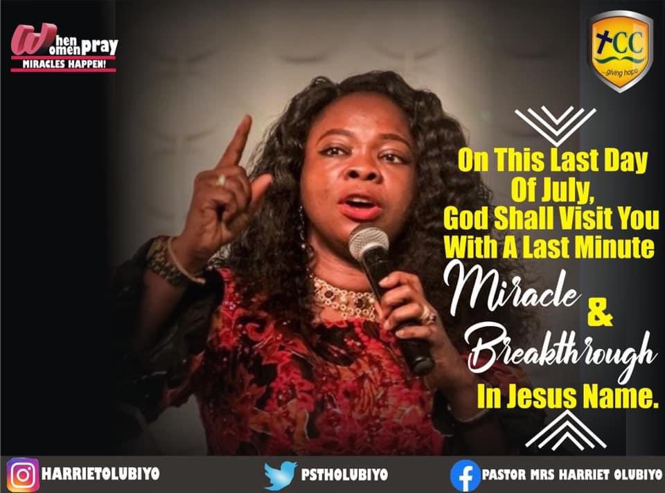 HarrietOlubiyo's tweet photo. ON THIS LAST DAY OF JULY, GOD SHALL VISIT YOU WITH A LAST MINUTE MIRACLE AND BREAKTHROUGH IN JESUS NAME. #ReceiveItNow #ItIsDone. https://t.co/vPwlo8IMKy