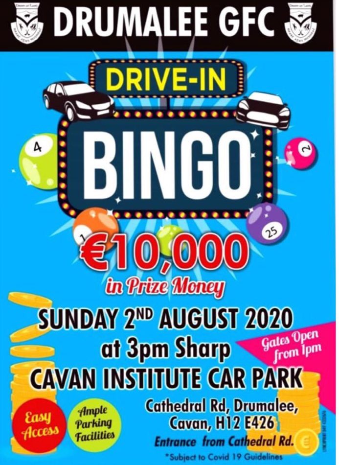 Join us for our Drive-In Bingo this Sun 2 Aug @ 3 pm , Cavan Institute Car Park . Gates open from 1 pm. 💶💶 €10,000 in Prize Money on the day!!! *covid19guidelines apply, no toilets onsite due to Covid19