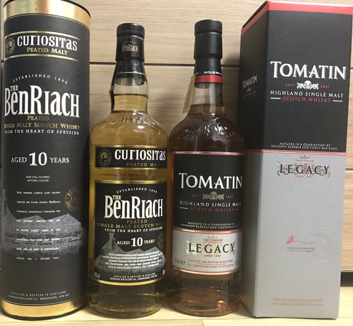 glasgowhisky's tweet photo. Today’s aquisitions. Looking forward to the Curiositas in particular. I do like a peated speyside!

#benriach #curiositas #tomatin #legacy #highland #speyside #peathead #scotch #whisky https://t.co/XPyYTIxuKL