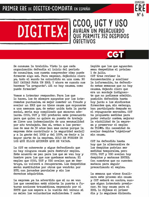cgtemergia's tweet photo. Señorxs de @empleogob los puestos de trabajo se defienden, 320 puestos de trabajo que @ComdataGroup va a destruir avalado por @CCOO @UGT_Comunica y @USOConfe con su firma, este ERE es intolerable e inadmisible y @CGT estara siempre en contra de esta barbarie laboral. https://t.co/P8vGmnGwza