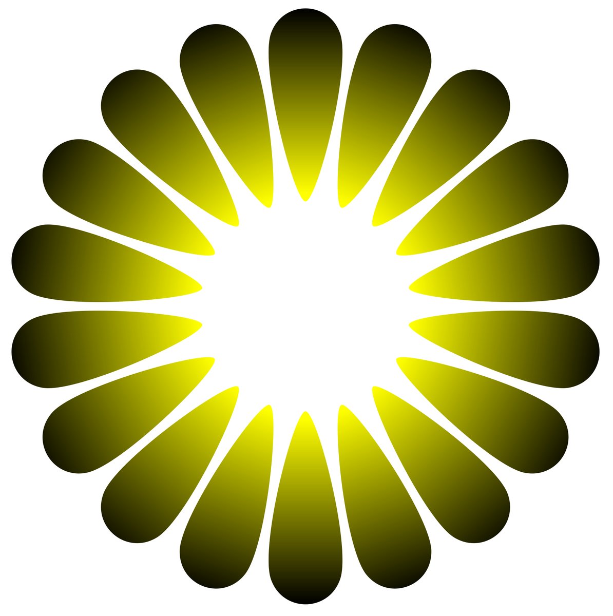 The center appears to be bright, though the pixels are the same white as those of the surround.