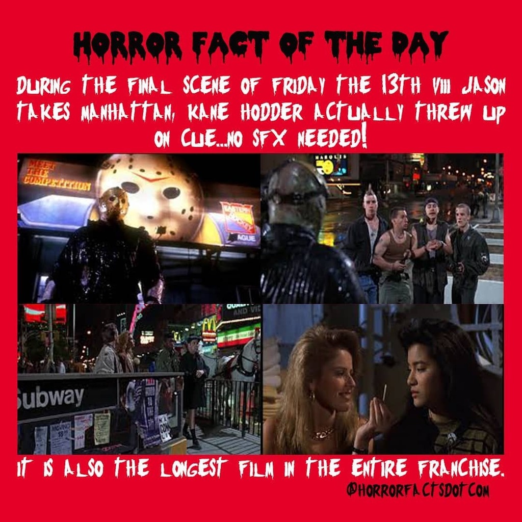 HorrorFacts's tweet photo. Hey guess what 👀

#FridayThe13thPartVIIIJasonTakesManhattan

dir #RobHedden

#horror #horrorfacts #horrormovie #horrormovies #horrorfactsdaily #kanehodder #jasonvorhees #tiffanypaulsen #jasonridesthesubway #jensendaggett https://t.co/5Aq8aCNOO8 https://t.co/Zly7baVJAO