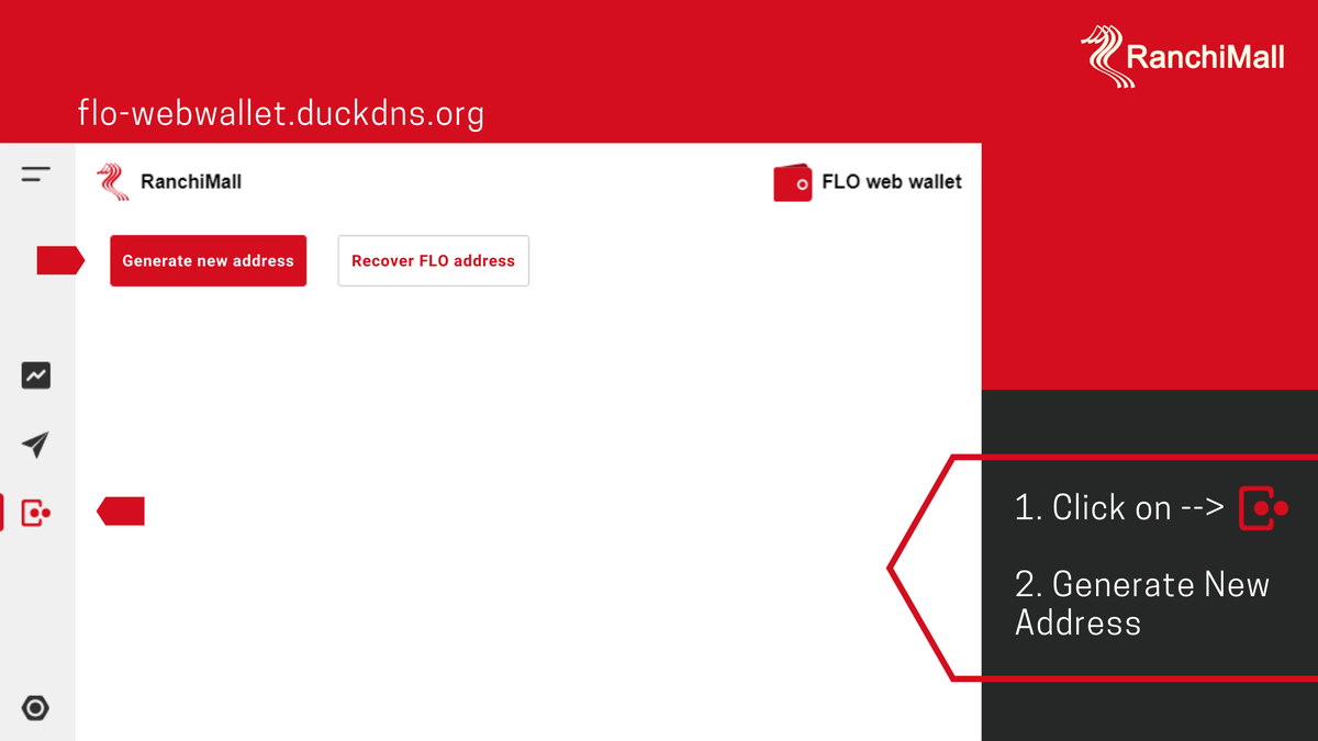 ranchimallFLO's tweet photo. Step 2:
Click on the displayed “𝗜𝗰𝗼𝗻” and click “𝗚𝗲𝗻𝗲𝗿𝗮𝘁𝗲 𝗡𝗲𝘄 𝗔𝗱𝗱𝗿𝗲𝘀𝘀” to get a new FLO ID with its Private Key.
@FLOblockchain @FLOcommunity @ranchimallFLO 

#blockchain #WebWallet #cryptowallet #FLOBlockchain #FLO #FloID #cryptocurrency #RanchiMall https://t.co/KvkEqdRVbX