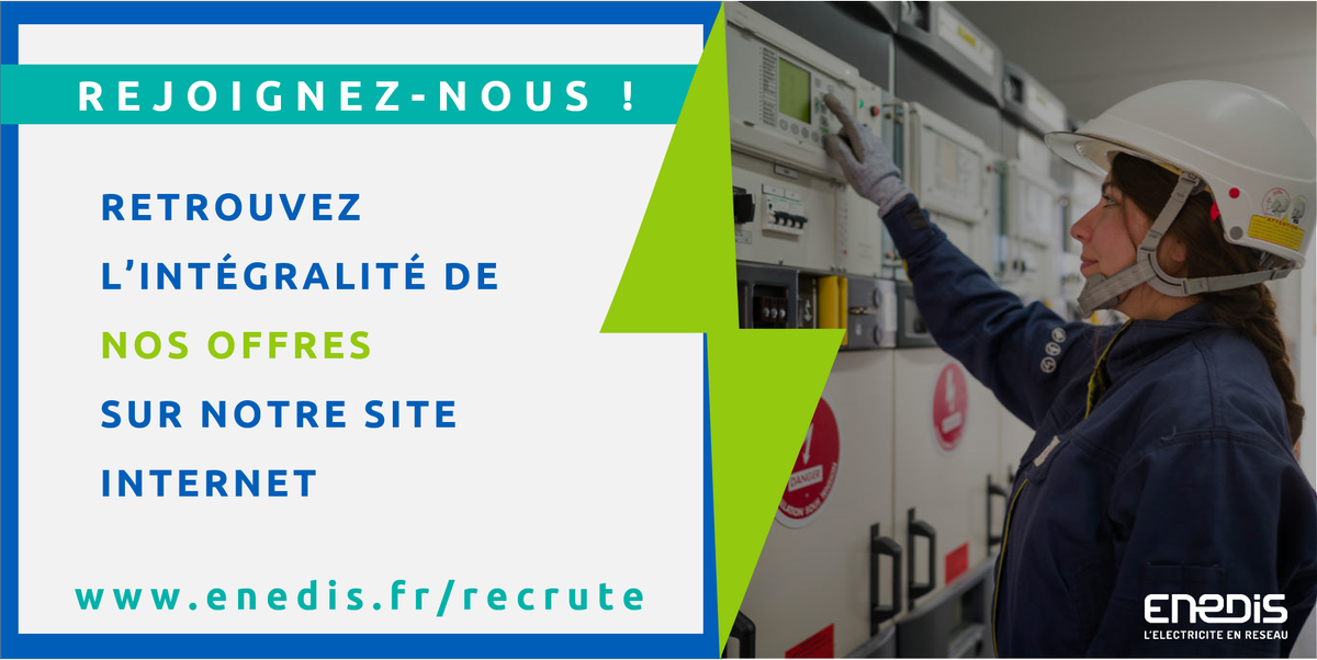 Vous cherchez un poste ? Alors rejoignez-nous ! 👷‍♀️👷‍♂️

Découvrez l’offre qui vous correspond sur la page 👇

enedis.fr/recrute
