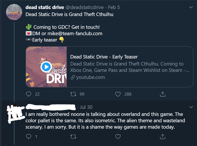 kurtruslfanclub's tweet image. new followers, please understand we&apos;re not trying to ride on the coattails of Overland.  We&apos;ve been in dev so so long.

BUT if you want a post apoc artsy survival road trip and can&apos;t wait for our game, check it out

Then come play DSD when we launch because it&apos;s going to be rad