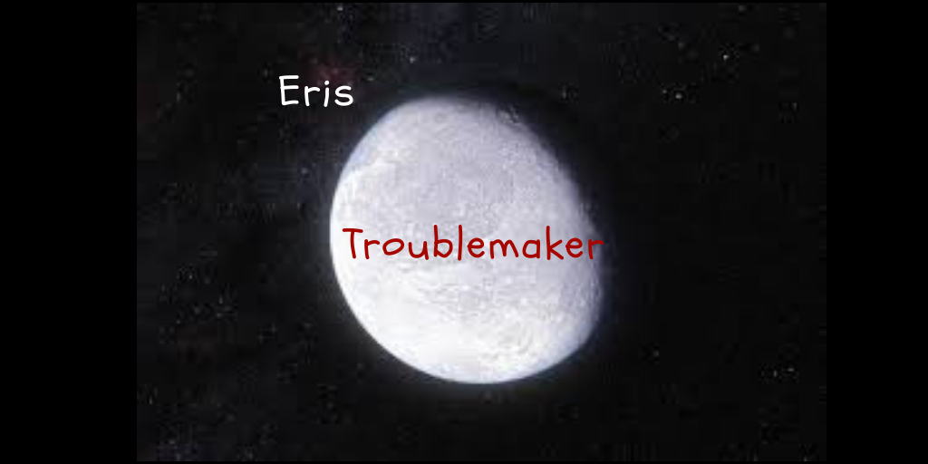 Plutoliveshere's tweet photo. #OTD 7-29-2005 the discovery of Eris, dwarf planet &amp; Scattered Disc resident, was announced. Because Eris is so bright but 3x the distance of me, astronomers wrongly concluded it was larger, &amp; temporarily hailed Eris as the 10th planet. #Space #Pluto https://t.co/Ie4JMiP2BJ https://t.co/aK0IL0EEBv