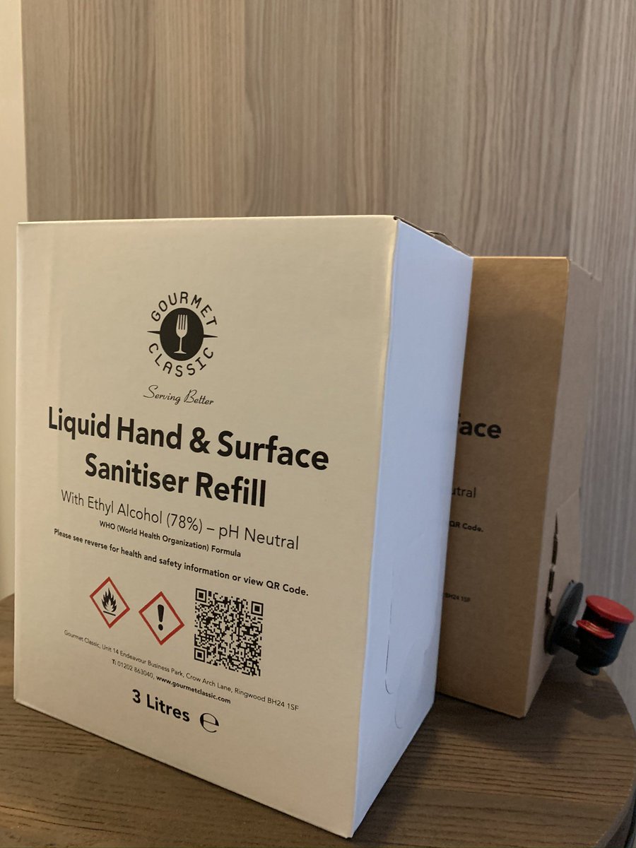 OilSolutionsLtd's tweet photo. Now stocking 3 litres of hand sanitizer £19.99 
Ideal for refilling existing containers or straight out of the box 
78% proof https://t.co/KuagfZ76uG