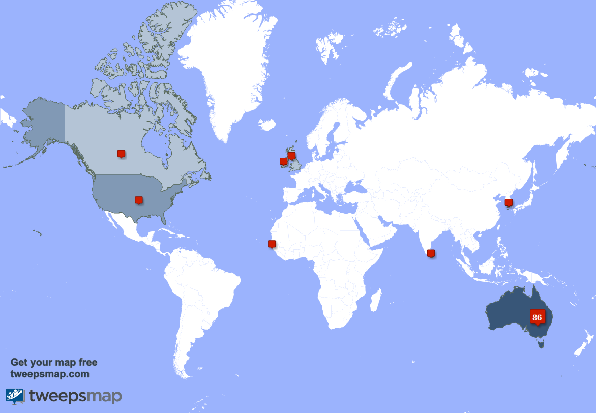 FridaReturnsll's tweet photo. My followers are in Australia(90%), USA(6%)
Get your free map https://t.co/JOlJfg3OOx https://t.co/q7Z3Ewr4zz