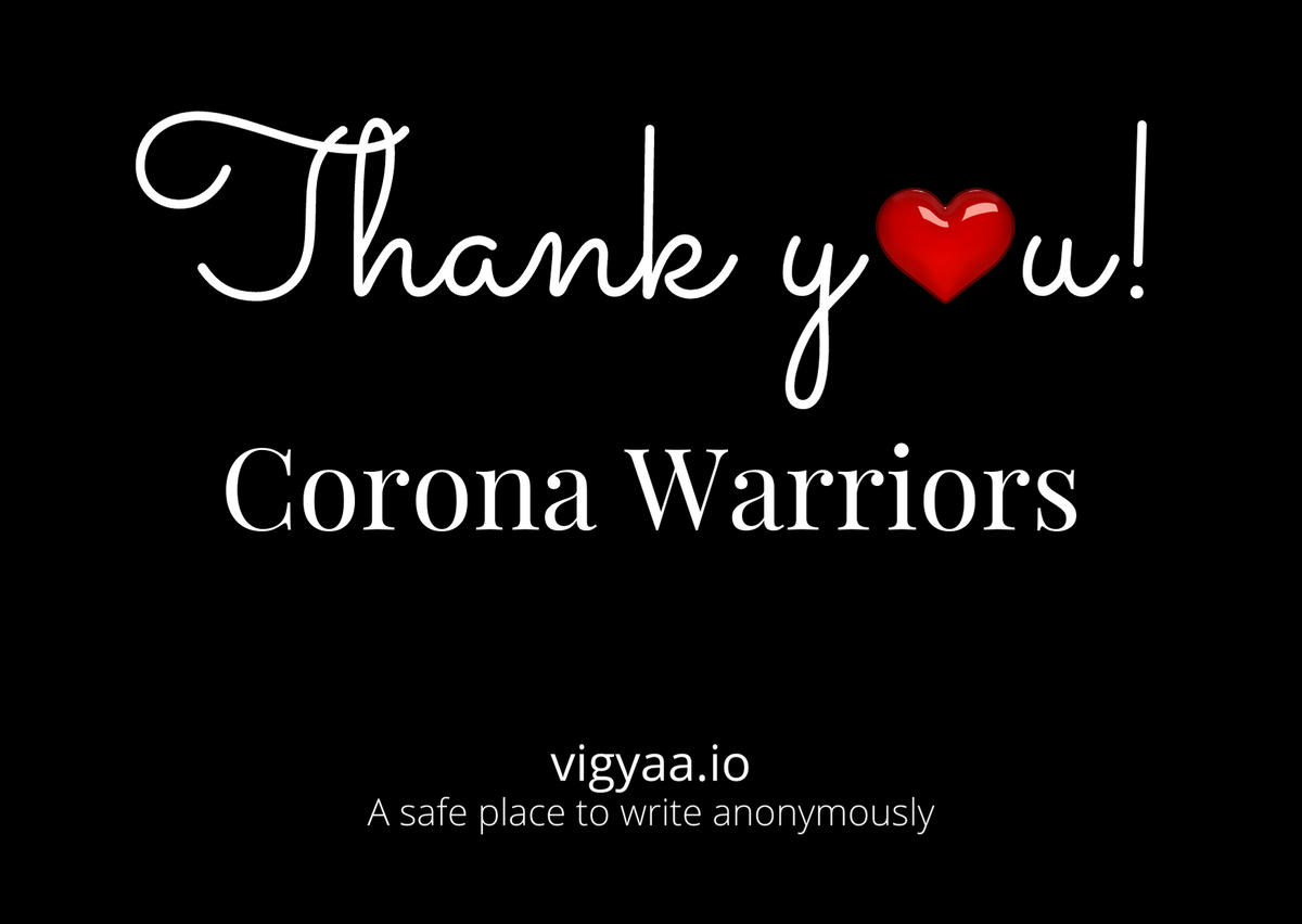 vigyaaG's tweet photo. Take out a moment and say "thank you" to corona warriors. 

#corona #coronavirus #covid19 #pandemic #coronawarriors #salutetocoronawarriors  #coronaheroes https://t.co/b54pc5iJ4X